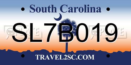 SL7B019 South Carolina License Plate