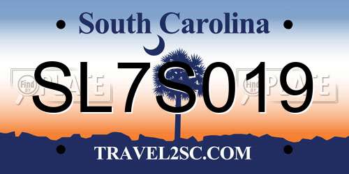 SL7S019 South Carolina License Plate