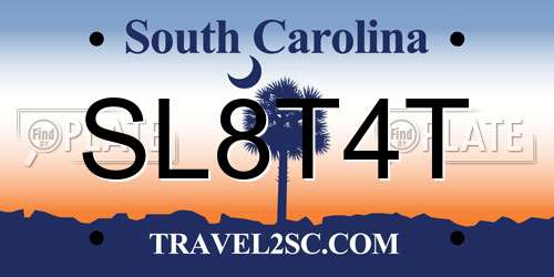 SL8T4T South Carolina License Plate