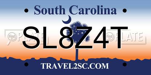 SL8Z4T South Carolina License Plate