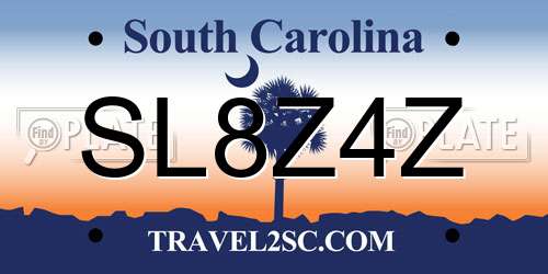 SL8Z4Z South Carolina License Plate