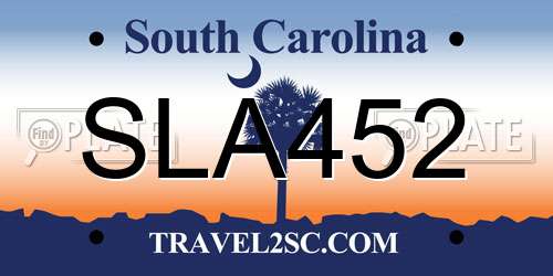 SLA452 South Carolina License Plate
