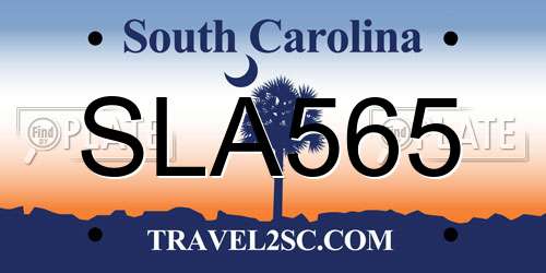 SLA565 South Carolina License Plate