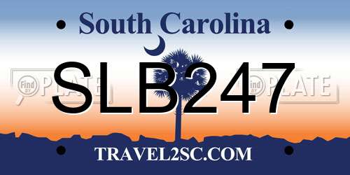 SLB247 South Carolina License Plate