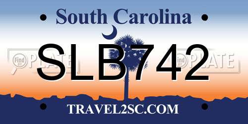 SLB742 South Carolina License Plate