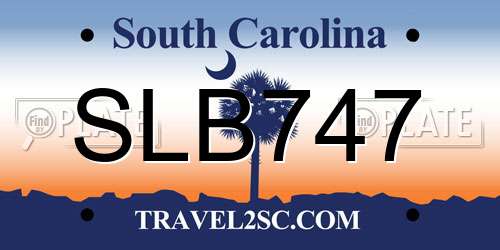 SLB747 South Carolina License Plate