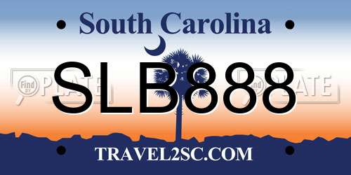 SLB888 South Carolina License Plate