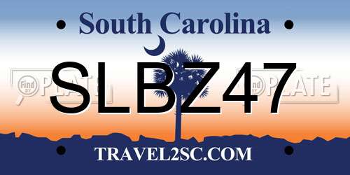 SLBZ47 South Carolina License Plate