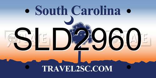 SLD2960 South Carolina License Plate