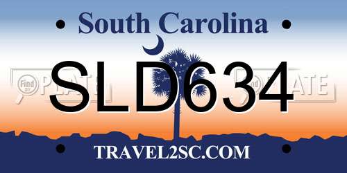SLD634 South Carolina License Plate