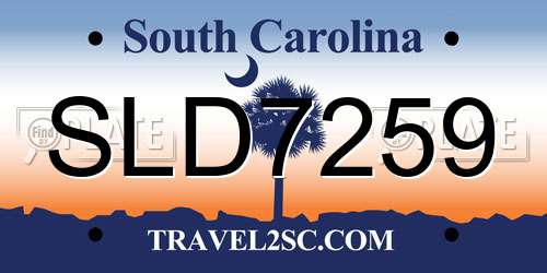 SLD7259 South Carolina License Plate
