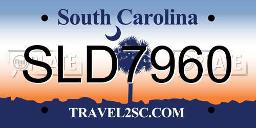 SLD7960 South Carolina License Plate