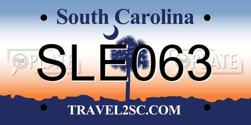 SLE063 South Carolina License Plate