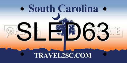 SLED63 South Carolina License Plate