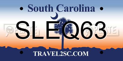 SLEQ63 South Carolina License Plate