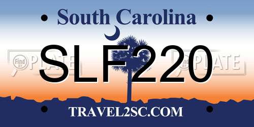 SLF220 South Carolina License Plate