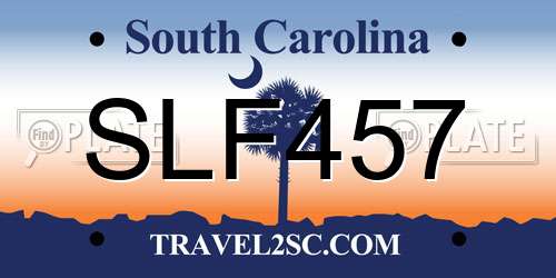SLF457 South Carolina License Plate