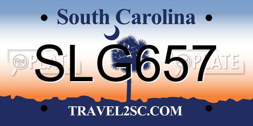 SLG657 South Carolina License Plate
