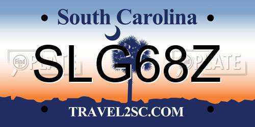 SLG68Z South Carolina License Plate