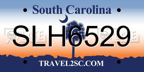 SLH6529 South Carolina License Plate