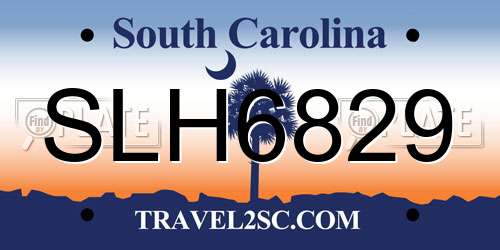 SLH6829 South Carolina License Plate