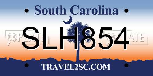 SLH854 South Carolina License Plate