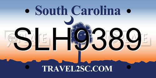 SLH9389 South Carolina License Plate