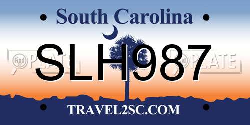 SLH987 South Carolina License Plate