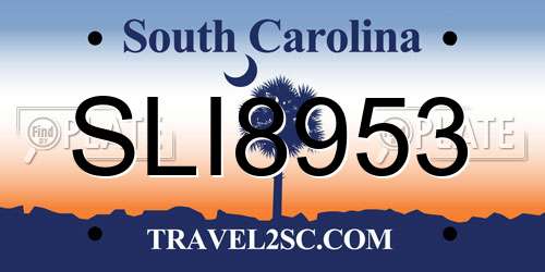 SLI8953 South Carolina License Plate