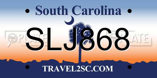 SLJ868 South Carolina License Plate