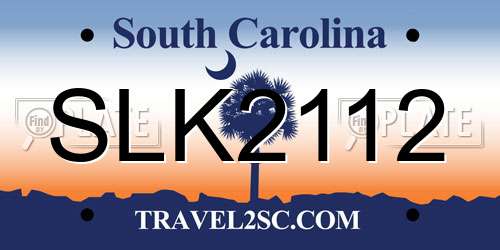 SLK2112 South Carolina License Plate