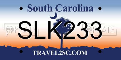 SLK233 South Carolina License Plate