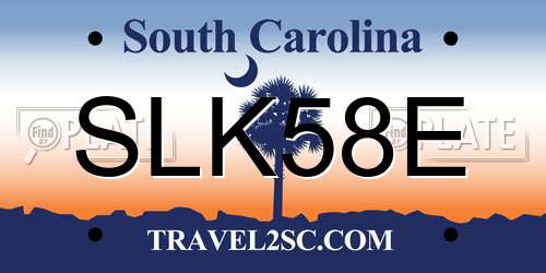 SLK58E South Carolina License Plate