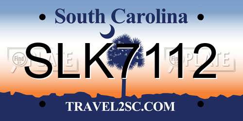 SLK7112 South Carolina License Plate