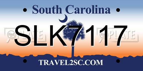 SLK7117 South Carolina License Plate