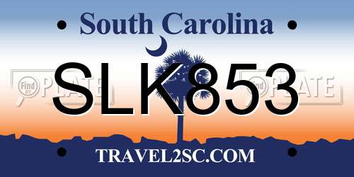 SLK853 South Carolina License Plate