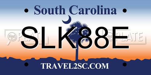 SLK88E South Carolina License Plate