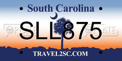 SLL875 South Carolina License Plate