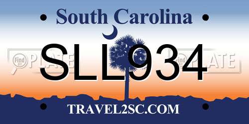 SLL934 South Carolina License Plate