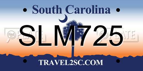 SLM725 South Carolina License Plate