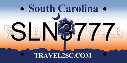 SLN3777 South Carolina License Plate