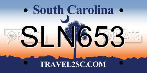 SLN653 South Carolina License Plate
