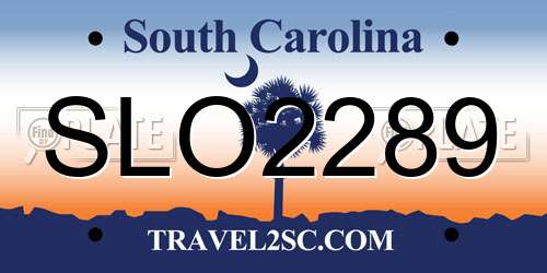 SLO2289 South Carolina License Plate