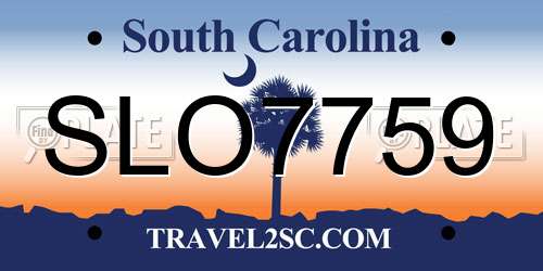SLO7759 South Carolina License Plate
