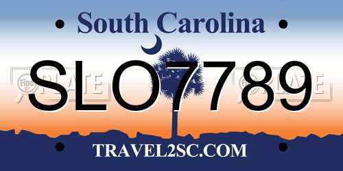 SLO7789 South Carolina License Plate