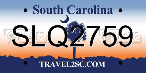 SLQ2759 South Carolina License Plate