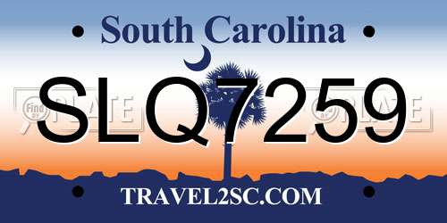 SLQ7259 South Carolina License Plate
