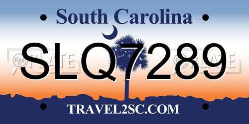 SLQ7289 South Carolina License Plate
