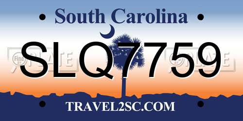SLQ7759 South Carolina License Plate
