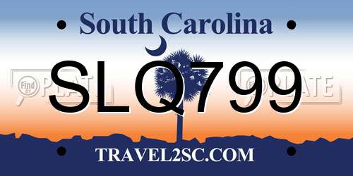 SLQ799 South Carolina License Plate